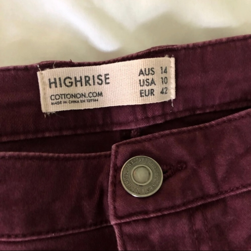 Burgundy High Rise Pants - Picture 3 of 3